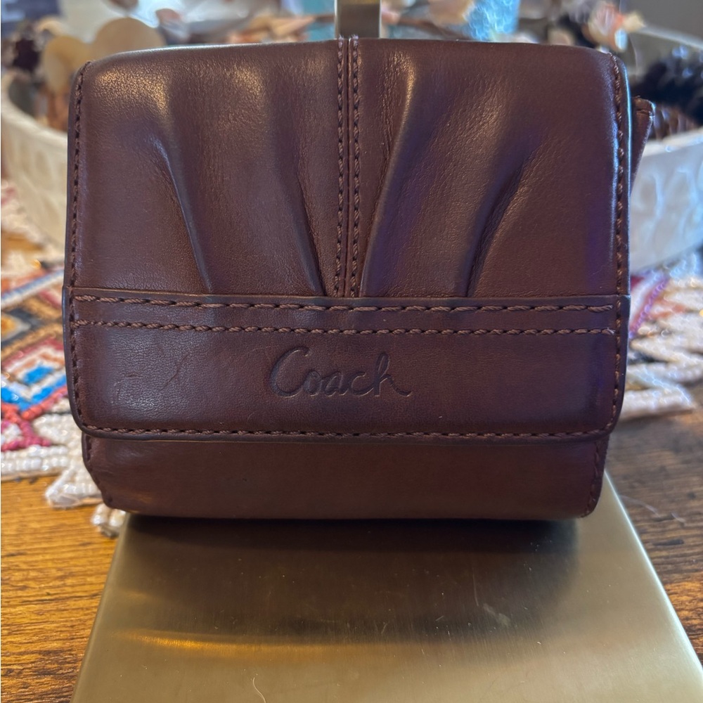 Coach Y2K Brown Leather Wallet Vintage Snap Trifold